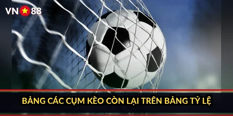 Cá cược bóng đá đỉnh cao VN88: bên trong sảnh kèo bóng đá 3 Bảng các cụm kèo còn lại trên bảng tỷ lệ